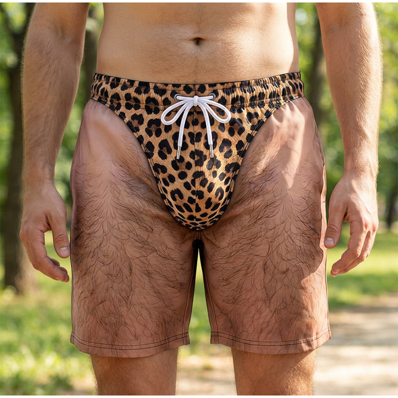 3D 프린트 털복숭이 다리 레오파드 프린트 남성용 수영 - Boxer Shorts Modal 리뷰 및 가격