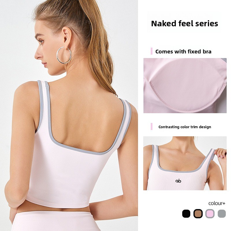 여성용 여름용 골지 요가 탱크탑 내장 패드 스트랩 충격 - Suspender Tank Top 리뷰 및 가격